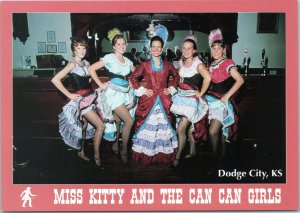 postcard Miss Kitty and the Can Can Girls, Longbranch Saloon Dodge City Kansas