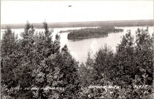 RPPC View Overlooking Au Sable River, Oscoda MI Vintage Postcard V77