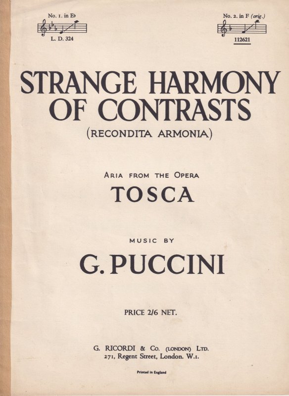 Strange Harmony Of Contrasts Puccini Classical Sheet Music