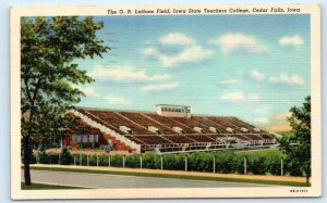 CEDAR FALLS, IA Iowa ~ LATHAM FIELD State TEACHER'S COLLEGE 1942 Linen Postcard