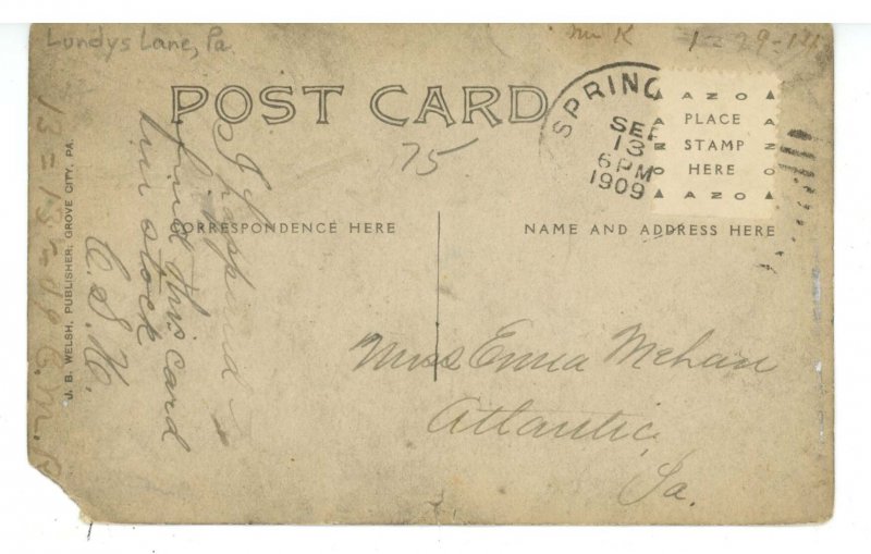 PA - Lundy's Lane. Pythian Outing of 1907  RPPC  (chipping, corner missing)