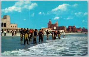 Vtg Atlantic City New Jersey NJ Surf Fishing From The Beaches Postcard