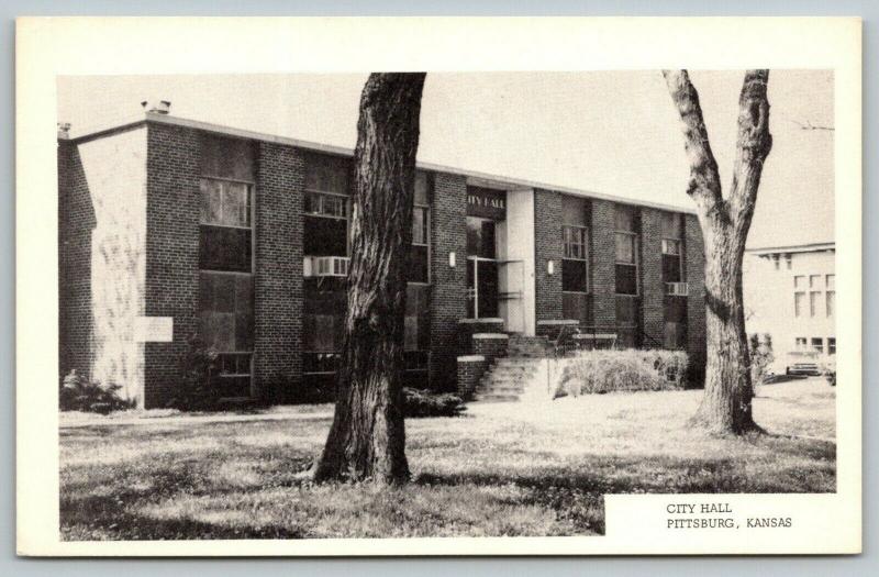 Pittsburg Kansas~City Hall~Bare Trees~Window Air Conditioners~1950s B&W WC Pine 