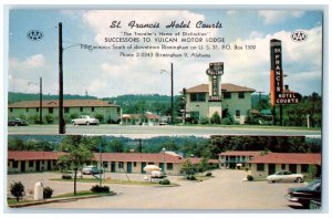 c1950's St. Francis Hotel Courts Cars Scene Birmingham AL Dual View Postcard