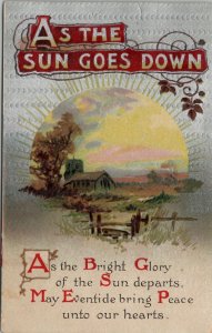 As The Sun Goes Down, Beautiful Farm Scene 1911 to Kipp Kansas Postcard W6