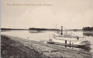 Fort Vermilion Alberta Peace River Paddlewheel Steamer Enida Olive Postcard H42