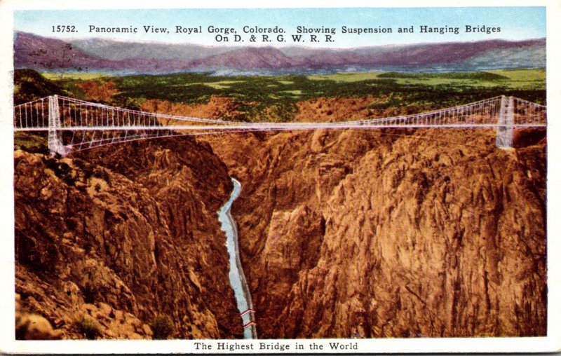 Colorado Panoramic View Royal Gorge Suspension Bridge Highest Bridge In The W...