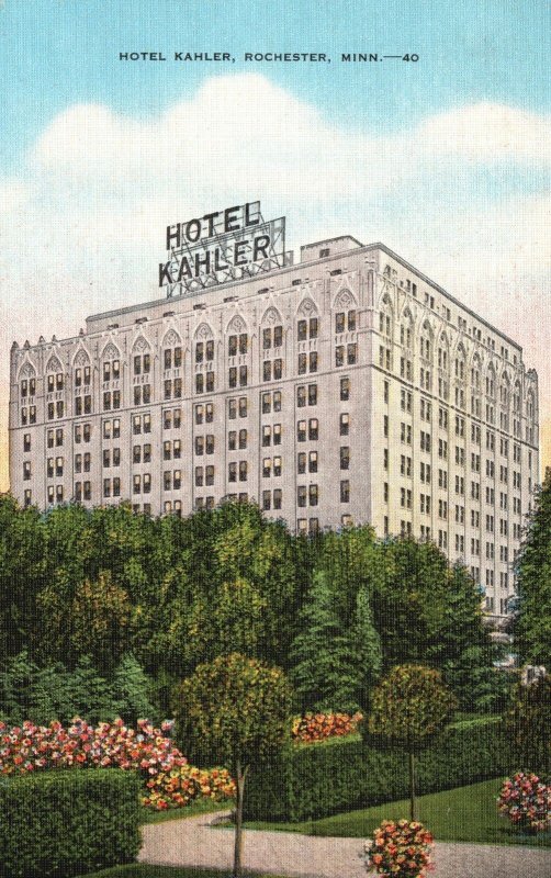 Vintage Postcard 1930's Hotel Kahler Building Rochester Minnesota MN Structure