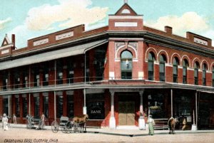 Guthrie OK Oklahoma Bank Building Vintage Postcard