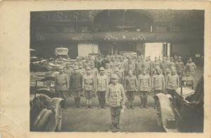 WW1 automobiles service mechanical regiment soldiers uniforms photo postcard