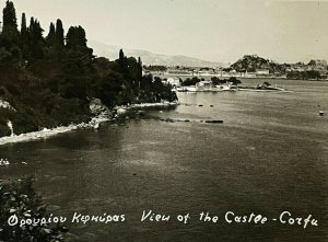 Corfu Greece View of the Castle RPPC Vintage Postcard Unused