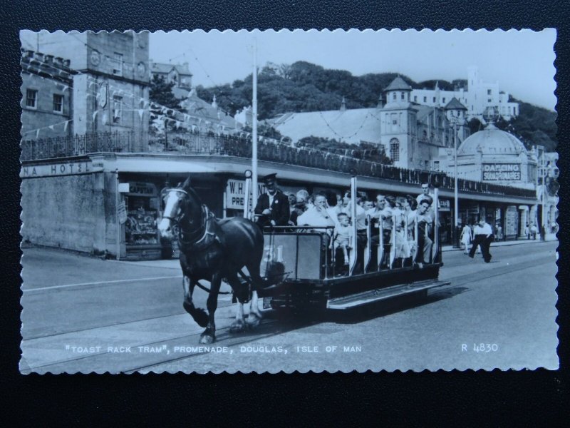 Isle of Man DOUGLAS Toast Rack Tram HORSE DRAWN c1955 RP Postcard by Valentine 