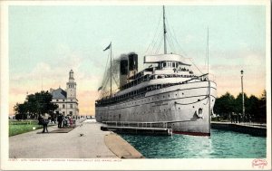 Steamer North West Locking Through Sault Ste Marie MI Vintage Postcard F69