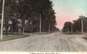 Vintage Postcard College Avenue Roadways Highways Residences Humboldt Iowa IA