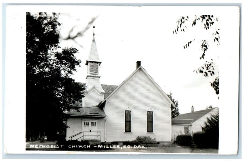 1959 View Of Methodist Church Miller South Dakota SD RPPC Photo Vintage Postcard