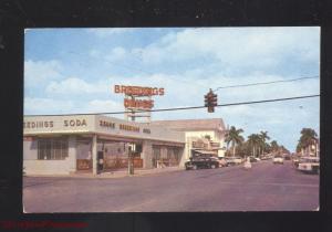 HOMESTEAD FLORIDA DOWNTOWN STREET SCENE SODA FOUNTAIN VINTAGE POSTCARD CARS