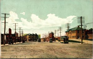 Postcard MA Boston Forest Hills Square - Streetcars Publ. Reichner Bros. 1908 A9