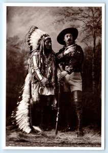 Native American SITTING BULL & BUFFALO BILL in 1885 ~ Repro 4x6 1982 Postcard