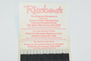 Eat at Ricobene's The Place for Breaded Steak 30 Strike Matchbook