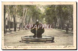 Old Postcard Aix en Provence fountain of hot water Cours Mirabeau