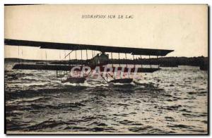 Old Postcard Jet Aircraft Hydroplane on Lake