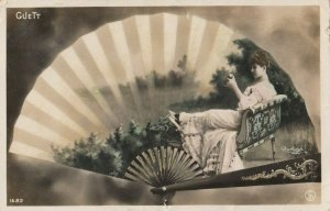 RP: Art Nouveau Fan Portrait , PU-1907 ; GUETT