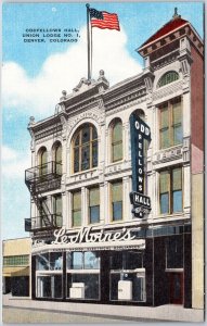 Oddfellows Hall Union Lodge No.1 Denver Colorado CO Downtown Roadway Postcard