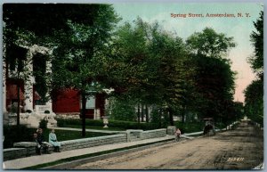 AMSTERDAM NY SPRING STREET 1911 ANTIQUE POSTCARD