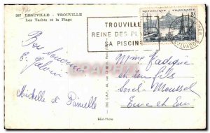 Old Postcard Deauville Trouville Yachts and Beach Boat