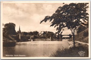 1910's Sodertalje Norra Kanalen Sweden Canal Real Photo RPPC Posted Postcard