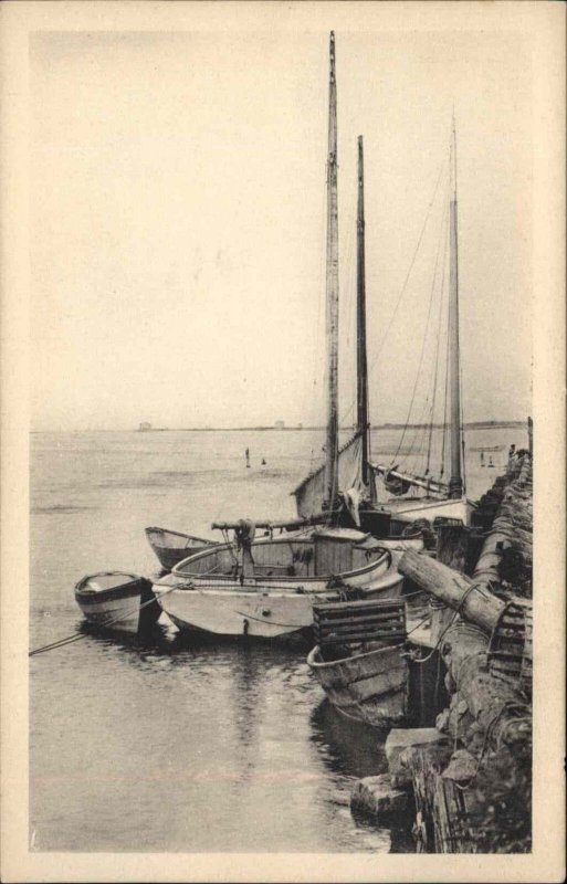 Nantucket Massachusetts MA Fishing Boats Vintage Postcard