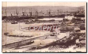 Marseille Old Postcard basins and quay of Joliette (boats)