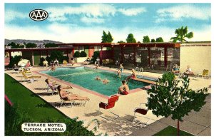 1954 Terrace Motel pool roadside Tucson Arizona Postcard AAA