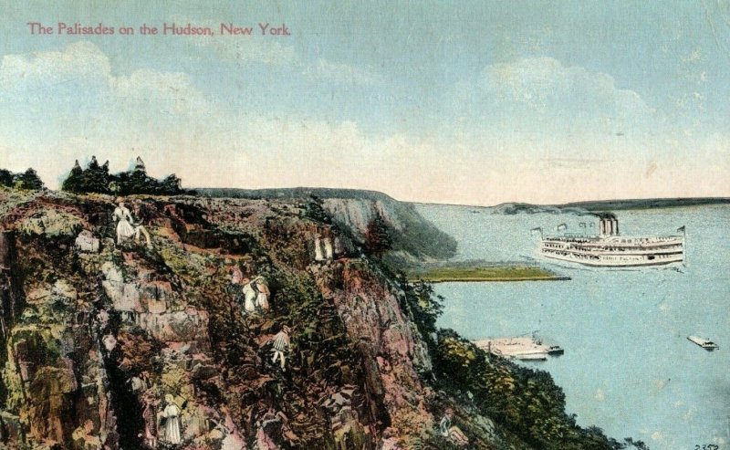 1910-20s Steamboat Steamer Palisades Hudson New York Vintage Postcard P94 