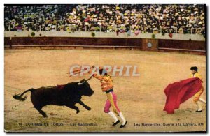 Old Postcard Corrida Race bulls Las banderillas