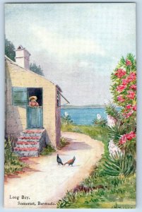 Somerset Bermuda Postcard Long Bay Entrance Door to House c1950's Vintage