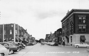 J77/ Cherokee Iowa RPPC Postcard c1940-50s Main Street Stores 170