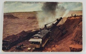 MN Steam Shovel At Work Mesaba Range 1911 Duluth to Upper Sandusky Postcard Q20