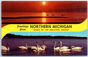 Postcard - Home Of The Beautiful Swans - Greetings from Northern Michigan