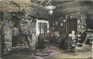 c1907 Hand-Colored Postcard; Interior Lobby Cloud Cap Inn, Mt. Hood OR Posted