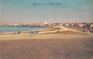 Kenitra Morocco birds eye view beach horses carts antique pc Y14283