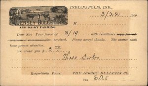 Indianapolis IN Jersey Bulletin Dairy Farming c1900 Postal Card