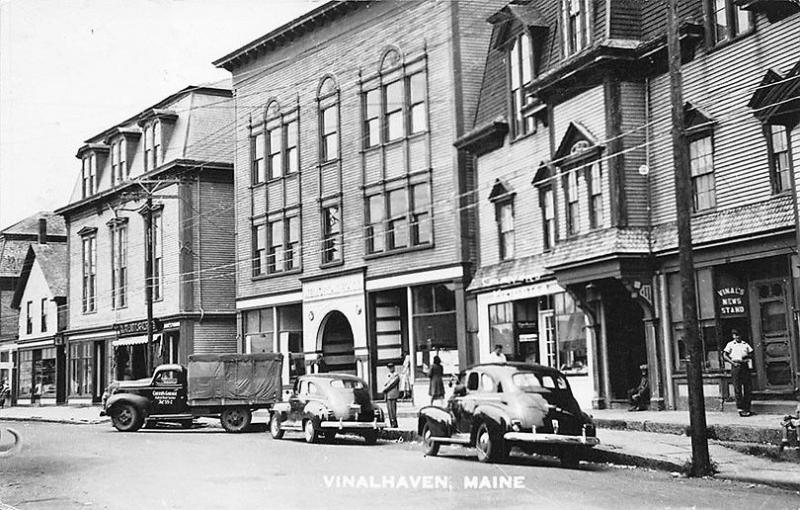 Vinalhaven ME Storefronts Creed's Delivery Truck RPPC Postcard