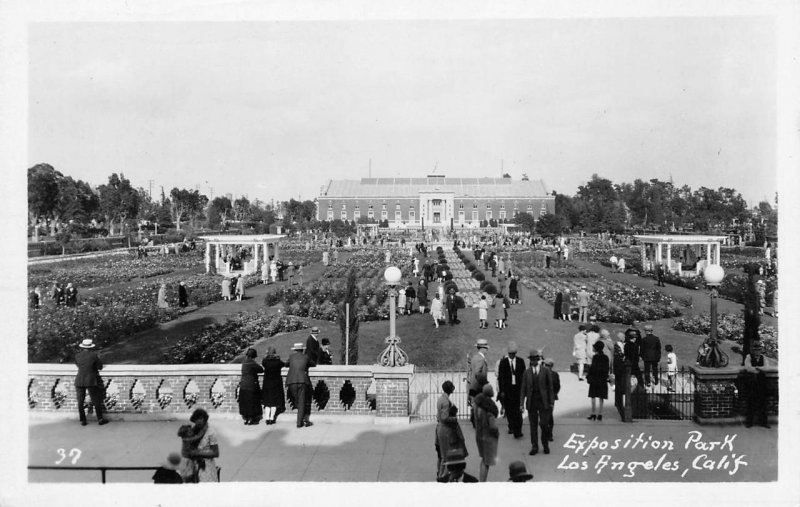RPPC Exposition Park, Los Angeles, CA Rose Garden ca 1930s Vintage Postcard