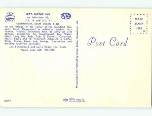 Unused Pre-1980 OLD CARS & LEE'S MOTOR INN MOTEL Chamberlain SD s3452-12