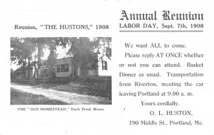 The Hustons Reunion in 1908 Old homestead In Duck Pond ME Postcard