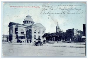 1908 City Hall County Court House Exterior Building Road El Paso Texas Postcard