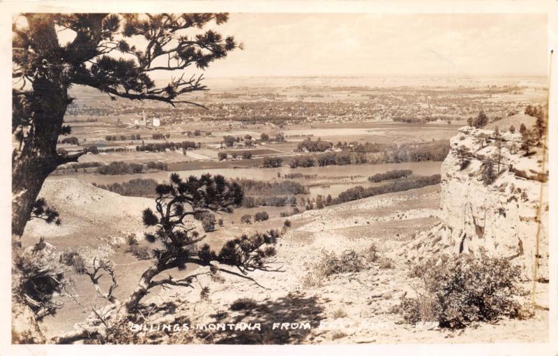 BILLINGS MONTANA VIEWED FROM EAST RIM~REAL PHOTO POSTCARD 1920-30s