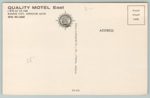 Kansas City Missouri~Quality Motel East Interior~Vintage Postcard