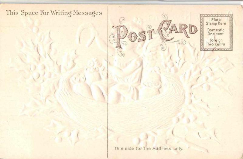 New Year Greetings Angel with Money Bags Antique Postcard J53641
